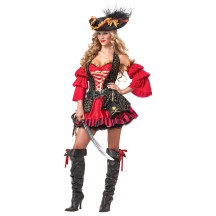 Déguisement Pirate Rouge Femme Premium - 81103 - Costumes adulte