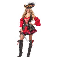 Déguisement Pirate Rouge Femme Premium - 81103 - Costumes adulte
