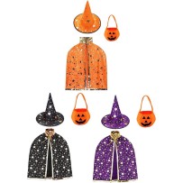Set Sorcière 3 Pièces – Cape 80 cm, Chapeau 34 cm & Sac 28 cm, Couleurs aléatoire - 26205 - Costumes enfant