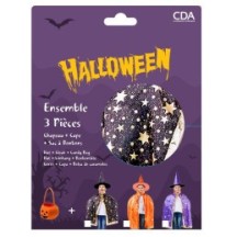 Set Sorcière 3 Pièces – Cape 80 cm, Chapeau 34 cm & Sac 28 cm, Couleurs aléatoire - 26205 - Costumes enfant