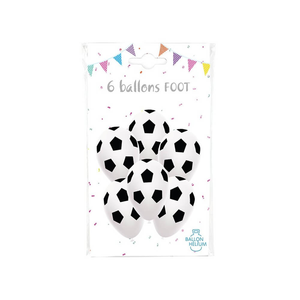 6 Ballons Imprimés Ballon de Football 30 cm - 36437N - Ballons Latex Imprimés