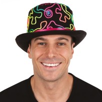 Chapeau Haut de Forme Multicolore Fluo Adulte - 46503 - Chapeaux