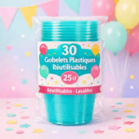 30 Gobelets bleu ciel 25 cl réutilisables - 142724 - Gobelets