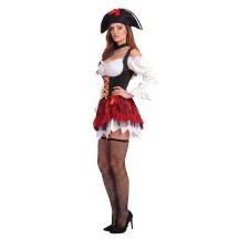 Déguisement Pirate Sexy Blanc et Rouge Femme - 148283 - Costumes adulte