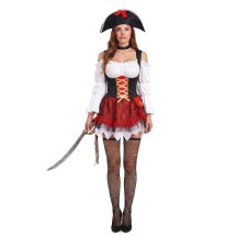 Déguisement Pirate Sexy Blanc et Rouge Femme - 148283 - Costumes adulte