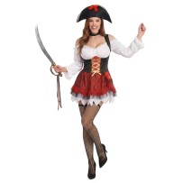 Déguisement Pirate Sexy Blanc et Rouge Femme - 148283 - Costumes adulte