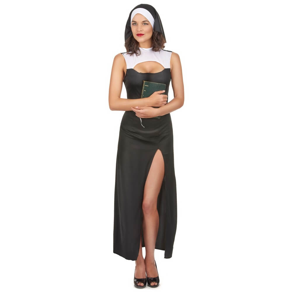 Déguisement Nonne Sexy Robe Fendue Femme - 37175 - Costumes adulte