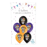 6 Ballons Latex 30 cm – Dia de la Muerte - 36477 - Ballons Latex Imprimés