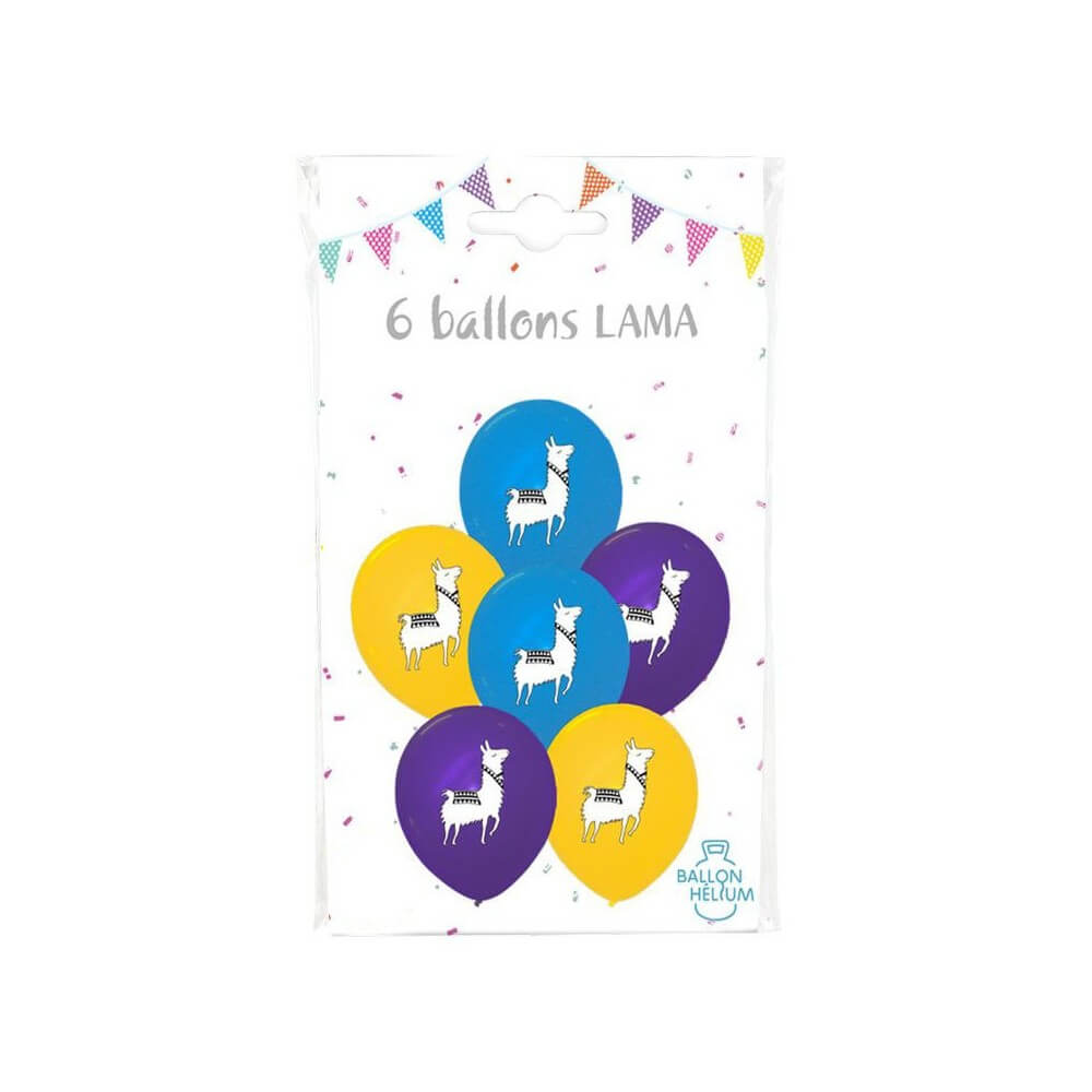 6 Ballons Imprimés Lama - 36451 - Ballons Latex Imprimés