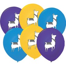 6 Ballons Imprimés Lama - 36451 - Ballons Latex Imprimés