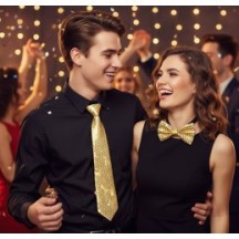 Cravate Sequins Or - 02391NO - Cravates