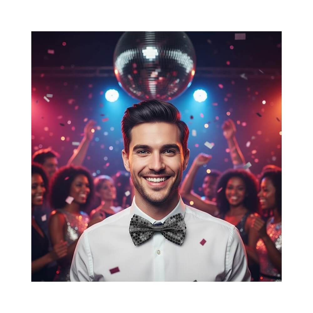 Noeud papillon sequin NOIR - 02391NO - Cravates