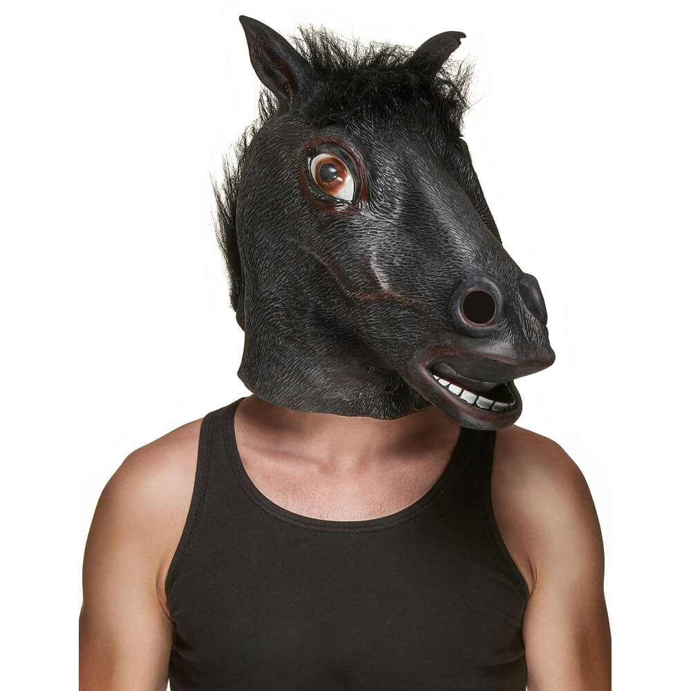 Masque Latex Tête de Cheval Noir Adulte - 80205 - Masques