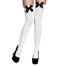 Bas Blanc avec Nœud Noir – Chic & Contraste - B02271 - Bas & Collants