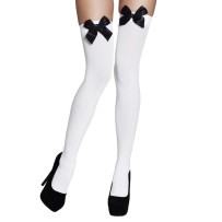 Bas Blanc avec Nœud Noir – Chic & Contraste - B02271 - Bas & Collants