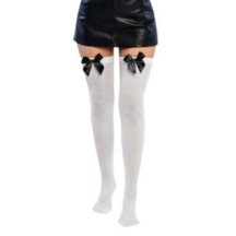Bas Blanc avec Nœud Noir – Chic & Contraste - B02271 - Bas & Collants
