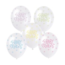 5 Ballons nacrés pastel Baby Shower 30 cm – Décoration baby shower pas cher | Fiesta Factory