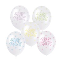 5 Ballons nacrés pastel Baby Shower 30 cm – Décoration baby shower pas cher | Fiesta Factory