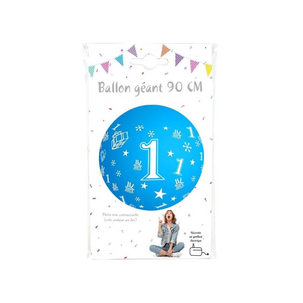 Ballon Géant 90 cm – Chiffre 1 – Coloris Aléatoires - 36375 - Ballons Géants