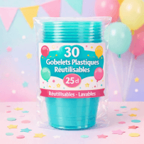 30 Gobelets aqua 25 cl réutilisables - 142726 - Gobelets