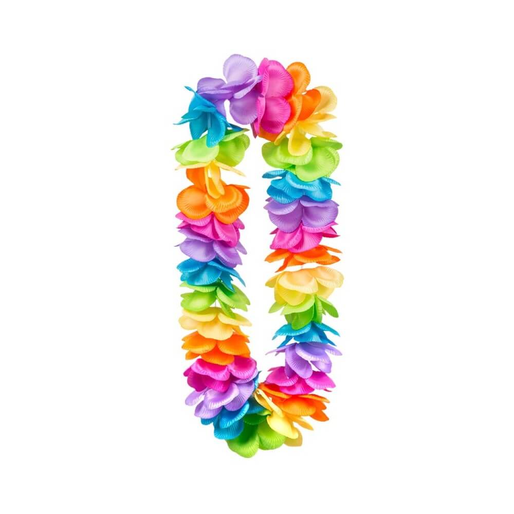 Collier Hawaïen Rainbow Luxe XL – Fleurs Multicolores - B52268 - Colliers & Colliers de Fleurs