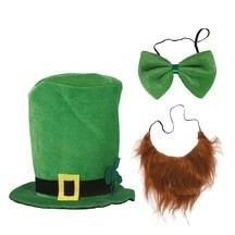 Chapeau Haut de Forme St Patrick avec Barbe Rousse – Adulte - 73200 - Chapeaux