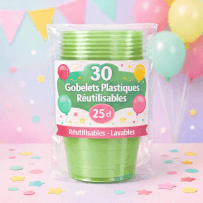 Gobelets pistache 25 cl x 30 pieces reutilisable - 142727 - Gobelets