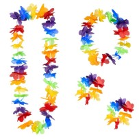 Set Hawaï Fleurs Bandeau Collier Bracelets | Fiesta Factory