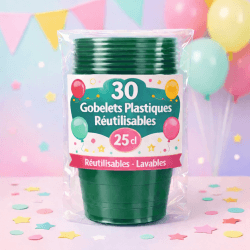 30 Gobelets vert 25 cl réutilisables - 142729 - Gobelets