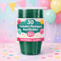30 Gobelets vert 25 cl réutilisables - 142729 - Gobelets