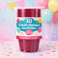 30 Gobelets rouge 25 cl réutilisables - 142730 - Gobelets