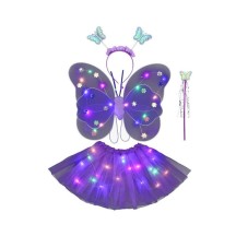 Set Papillon LED Violet 4 Pièces Tutu Ailes Lumineuses | Fiesta Factory