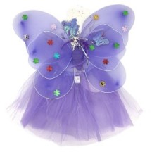 Set Papillon LED Violet 4 Pièces – Tutu, Ailes, Tiare & Baguette - 47001 - Serre-tête