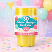 30 Gobelets jaune 25 cl réutilisables - 142731 - Gobelets