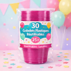 30 Gobelets fuchsia 25 cl réutilisables - 142733 - Gobelets