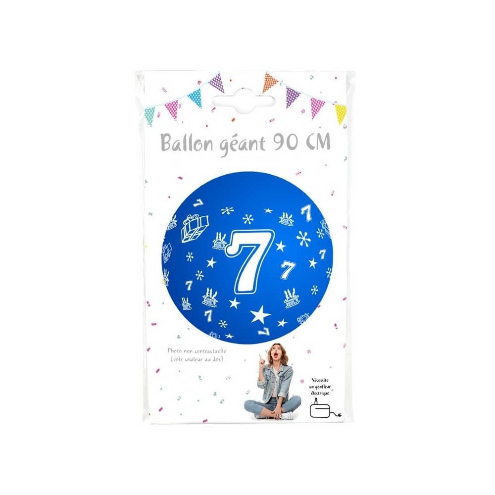 Ballon géant 90 cm Chiffre 7 – Coloris aléatoires - 36381 - Ballons Géants