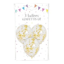 3 Ballons Transparents Confettis Or – Décoration Chic | Fiesta Factory à petit prix