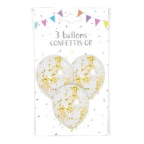 3 Ballons Transparents Confettis Or – Décoration Chic | Fiesta Factory à petit prix