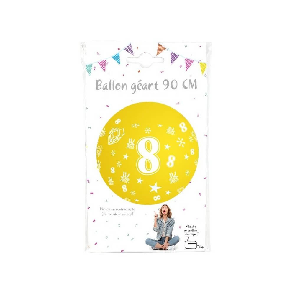 Ballon géant 90 cm Chiffre 8 – Coloris aléatoires - 36382 - Ballons Géants