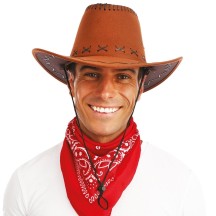 Chapeau cowboy marron adulte style nubuck pas cher | Fiesta Factory