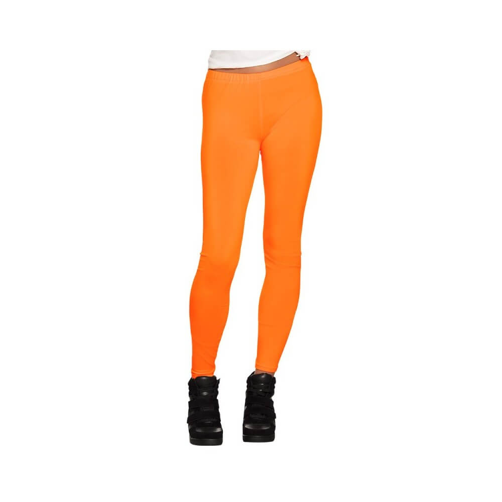 Legging Opaque Orange Fluo M Stretch Pas Cher | Fiesta Factory