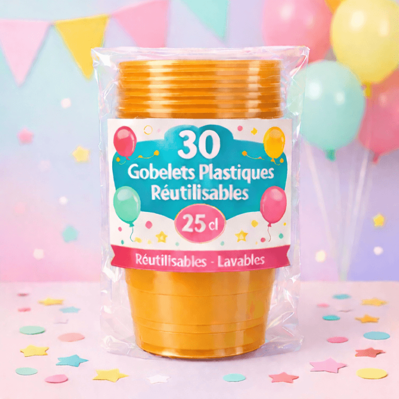 30 Gobelets mangue 25 cl réutilisables - 142735 - Gobelets