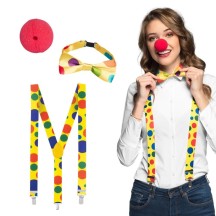 Set Clown Nez Rouge Bretelles Nœud Papillon Pas Cher | Fiesta Factory