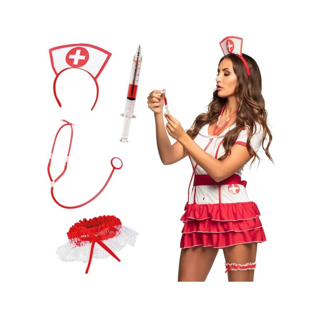 Set Infirmière : Tiare, Stéthoscope & Jarretière - B44803 - Costumes adulte