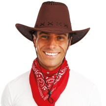 Chapeau cowboy marron foncé adulte style nubuck pas cher | Fiesta Factory