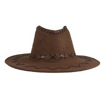 Chapeau cowboy style nubuck marron foncé adulte - 82013 - Chapeaux