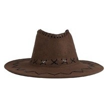 Chapeau cowboy style nubuck marron foncé adulte - 82013 - Chapeaux