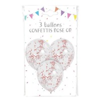 3 Ballons 30 cm Transparente Confettis Rose Gold – Fiesta Factory à petit prix