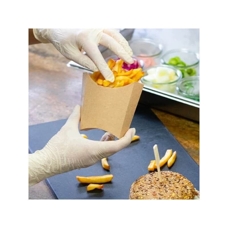 Étui à Frites en Carton Kraft 130 g – 13 x 8 x 13,5 cm – Paquet de 200 - 54F001 - Bols & contenants