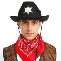 Chapeau shérif noir adulte en feutre pas cher | Fiesta Factory